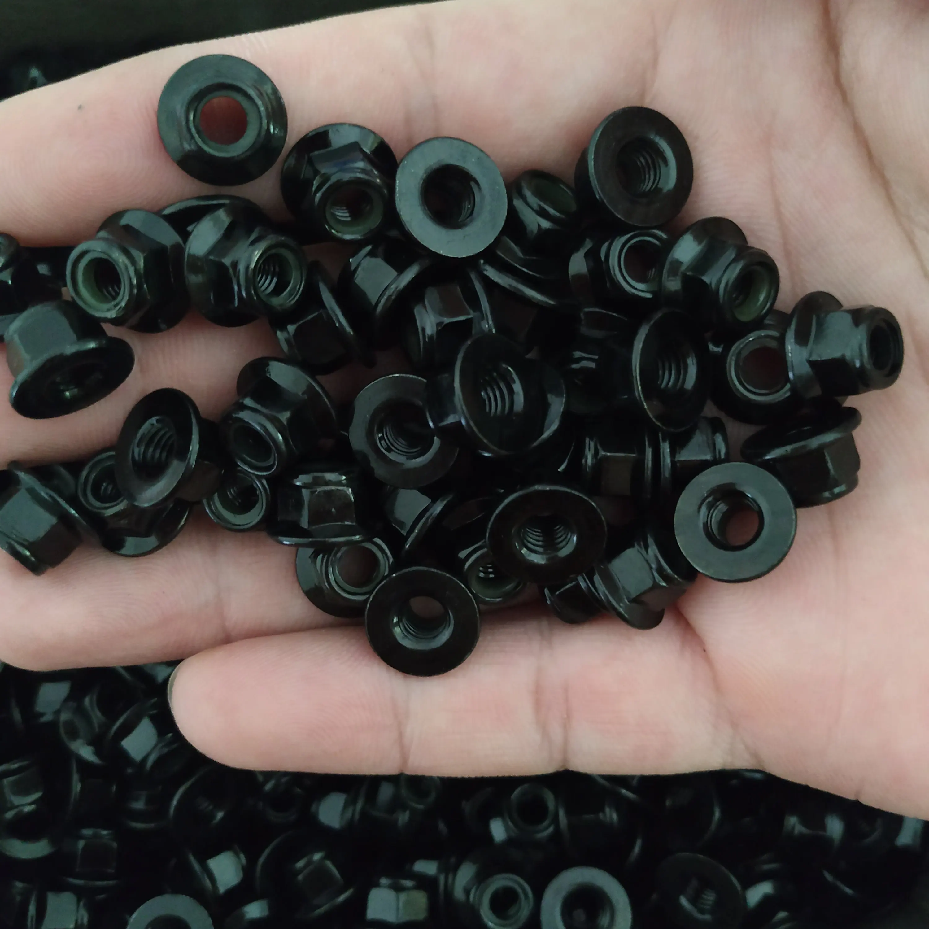 M3 M4 M5 M6 M8 M10 M12 Hex Flanged Nylon Insert Lock Nut Self-locking Locknut Nuts Black Steel/ 304 Stainless Steel