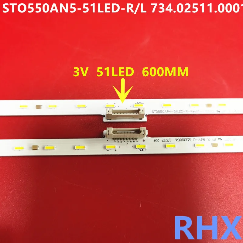 LED backlight strip FOR Sony KD-55X8000E  KD-55X7096E   STO550AN5-51LED-R/L 734.02511.0001 V550QWS  3V  51LED  600MM  100%NEW