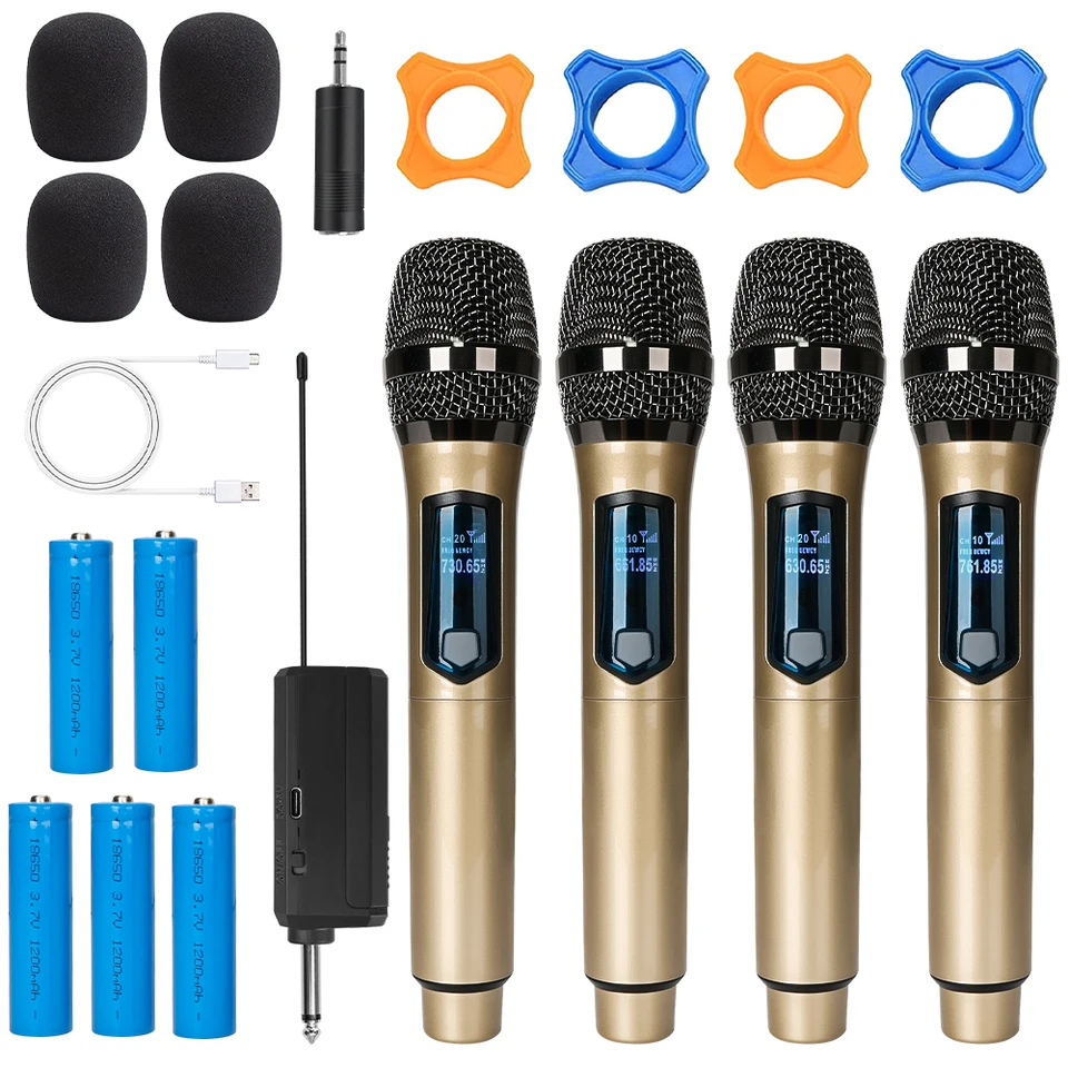 4 チャンネルワイヤレスマイクハンドヘルド UHF 固定ダイナミック