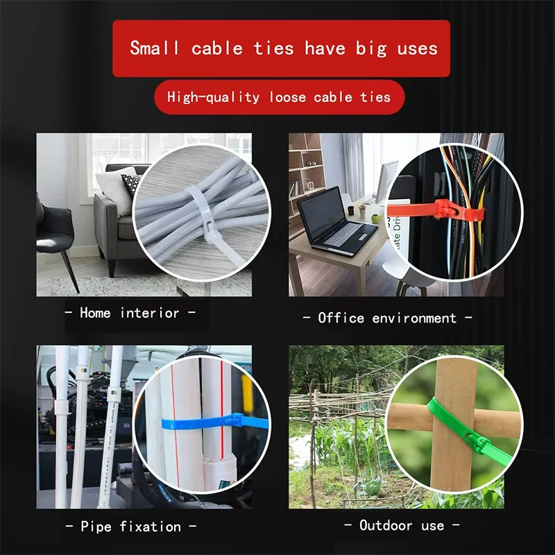 50/100pcs Detachable Wire Ties Nylon Cable Zip Ties Reusable Plastic Ties UV Resistant Home Garden Craft Plants Wire Management