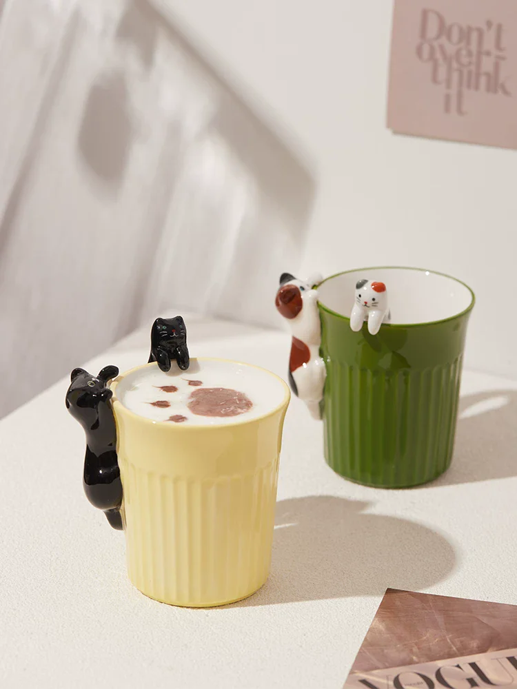 350ml Cartoon Cute Cat Ceramic Mug Creative Office Water Cup Home Breakfast Milk Cup Couple Afternoon Tea Coffee Cup Friend Gift