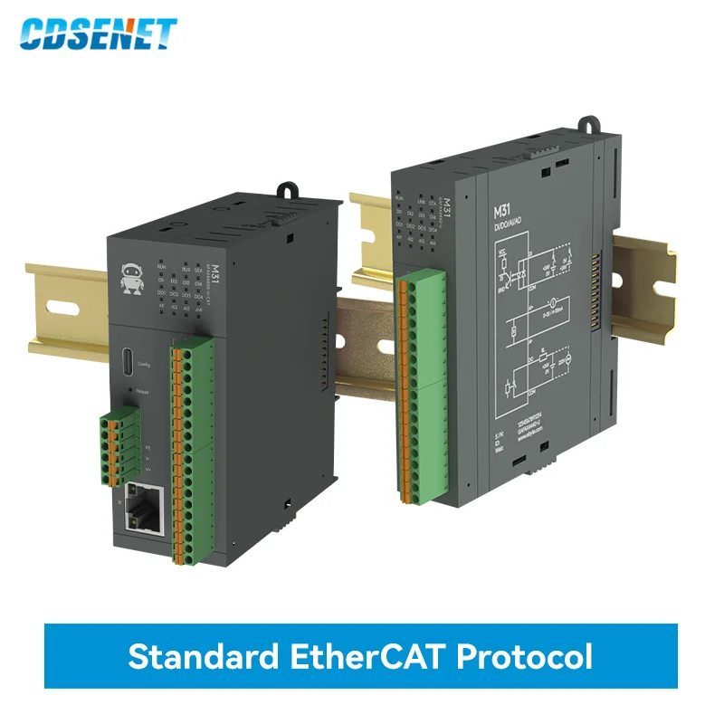 EtherCAT Remote IO Module RJ45 Digital Analog Input Output DI DO AI AO CDSENET M31-CAT RS485 High Protection High Speed DC9～36V