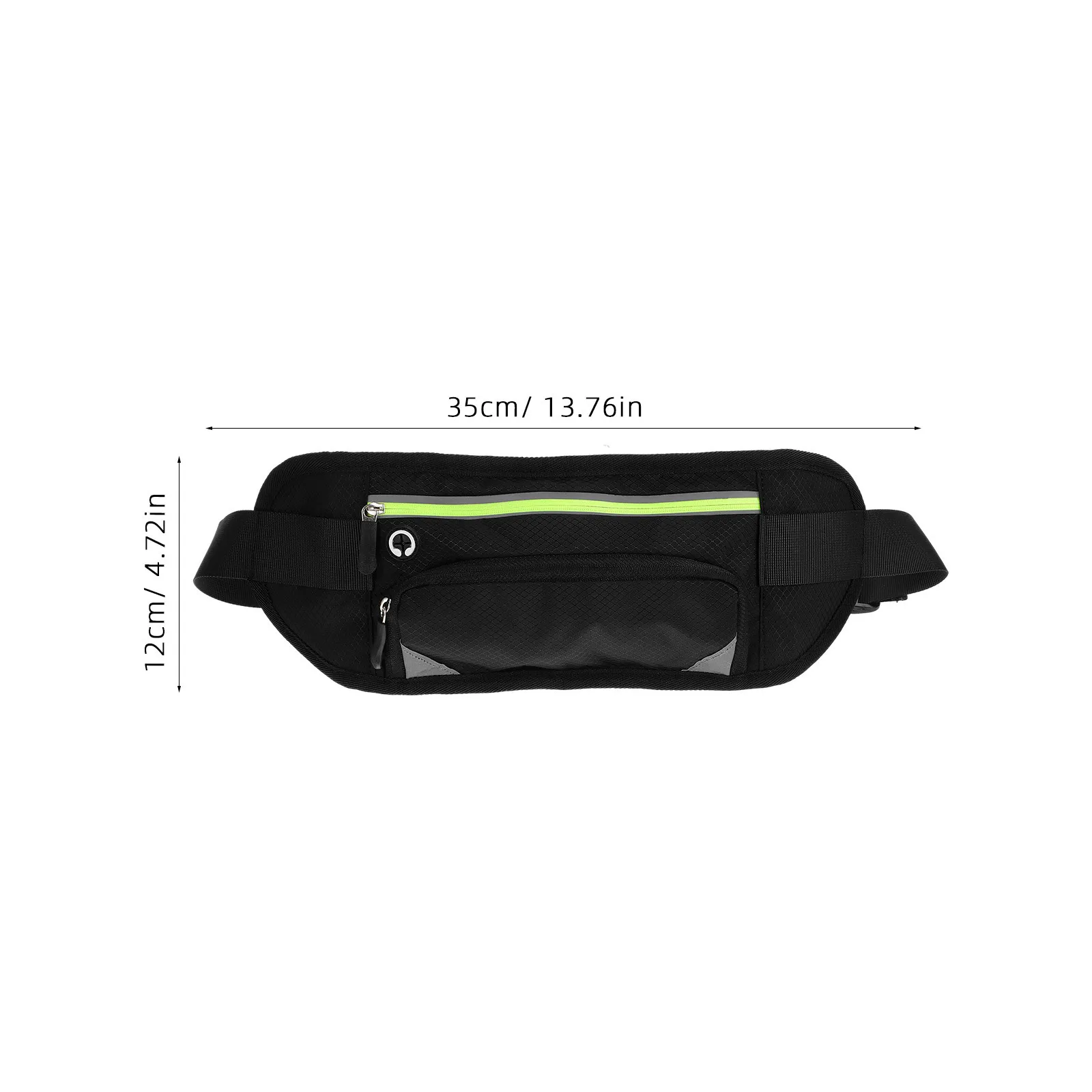 Sports Belt Pack Black Fitness Waist Bag Zipper Pouch Fits 6 Inch Phone Adjustable Waistband for Running Hiking Travel