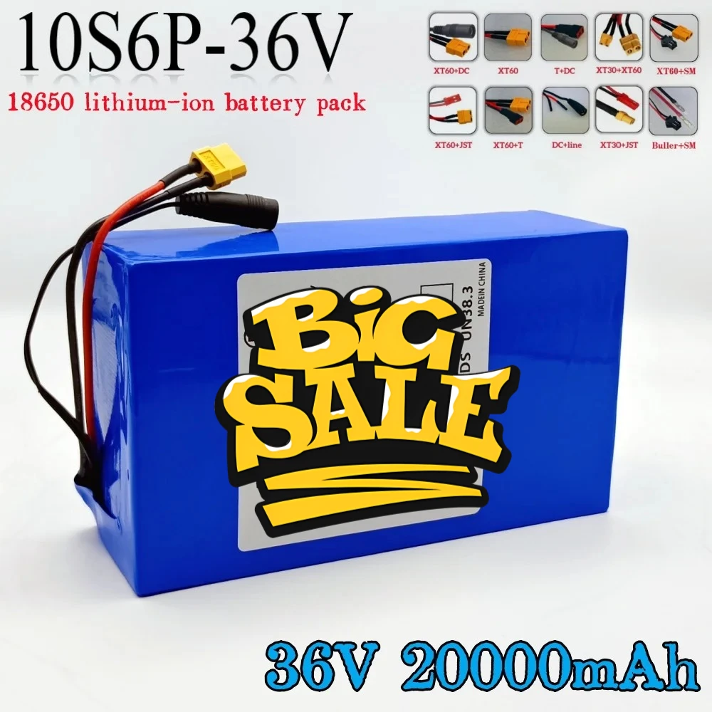 

10S6P 36 В, 20000 мАч, новый оригинальный литий-ионный аккумулятор 500-1000 Вт, для большинства автомобилей, поддерживает настройку различных вилок