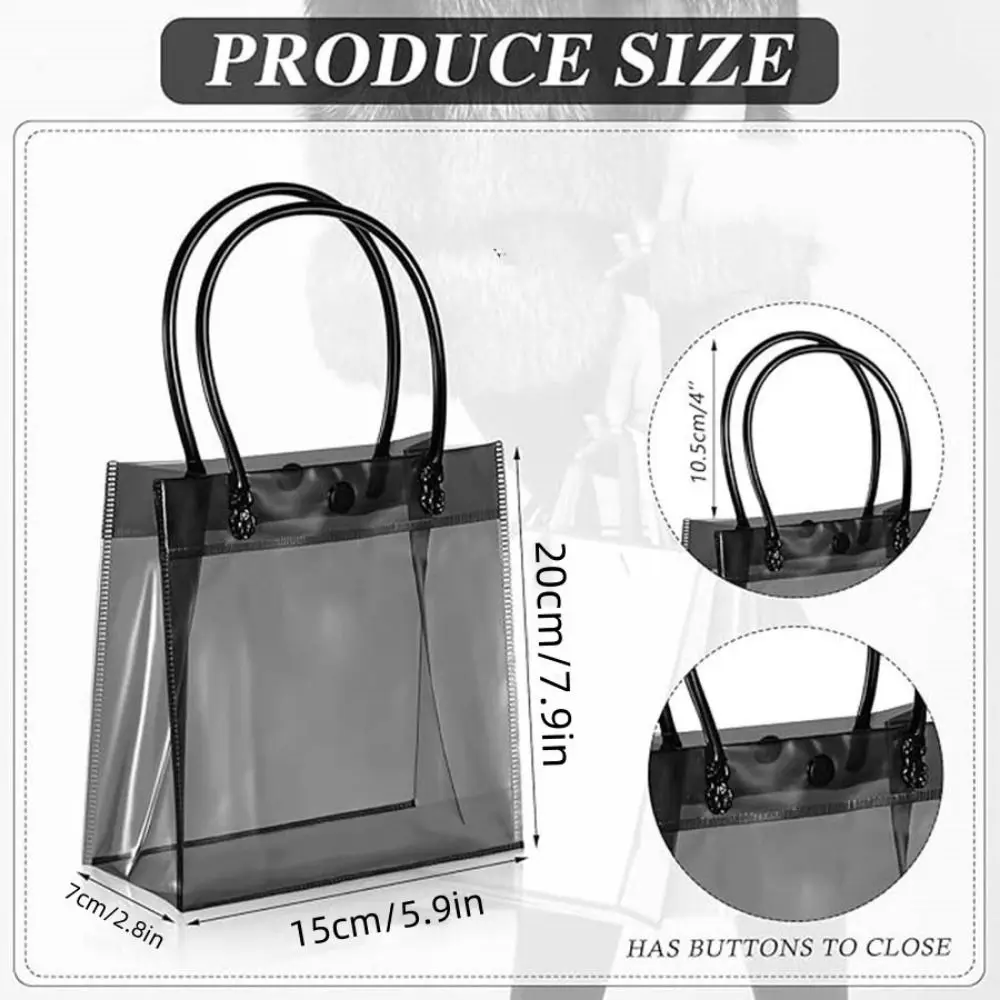 Fashion Transparent Black PVC Gift Bag Reusable Baby Shower Candy Gift Packaging with Handle Jelly Bag Wedding Birthday Party