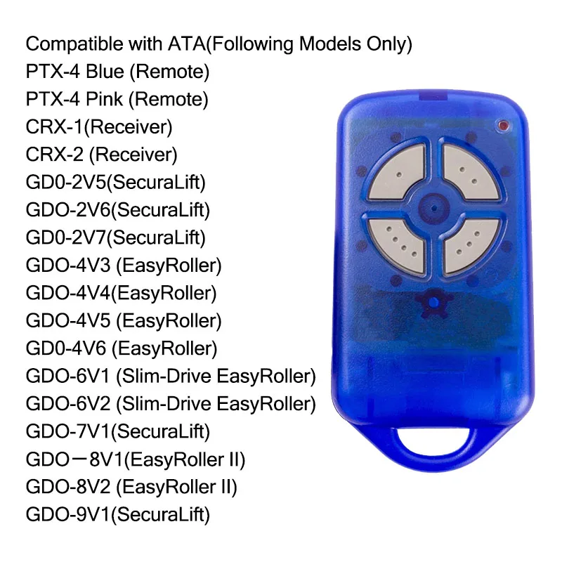 

ATA PTX4 SecuraCode PTX-4 Garage Door Remote Control 433.92MHz Garage Door Opener Remote Control