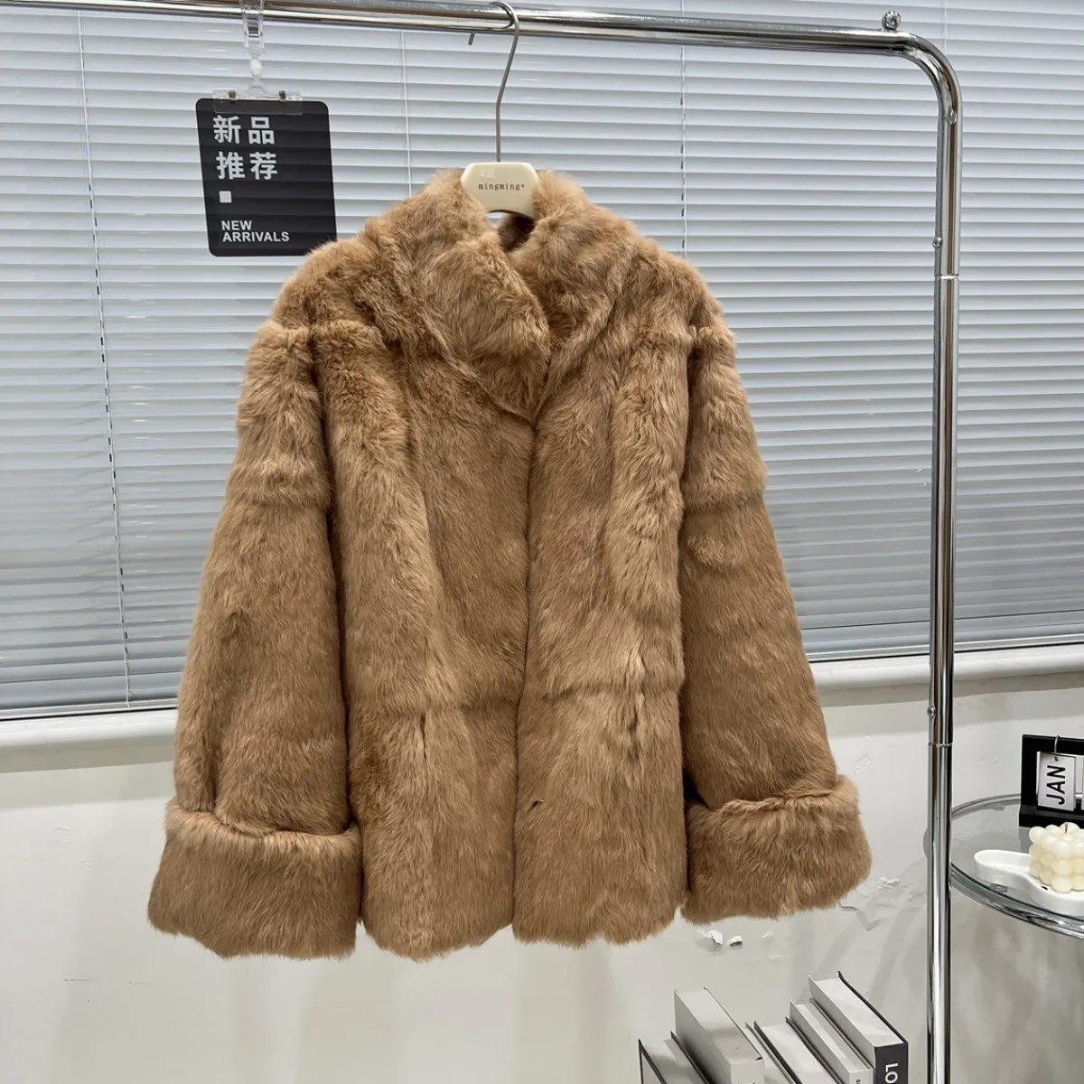 Winter Natural Rabbit Fur Coat Female Warm Thick Natural Fur Women Jacket Fashion Casual Loose Long Sleeve Outerwear Streetwear
