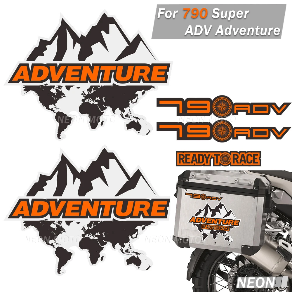 Stickers For 790 Super 790 Super ADV Adventure Motorcycle Aluminum Decal Travelled Box Panniers Luggage Side Tail Top Cases