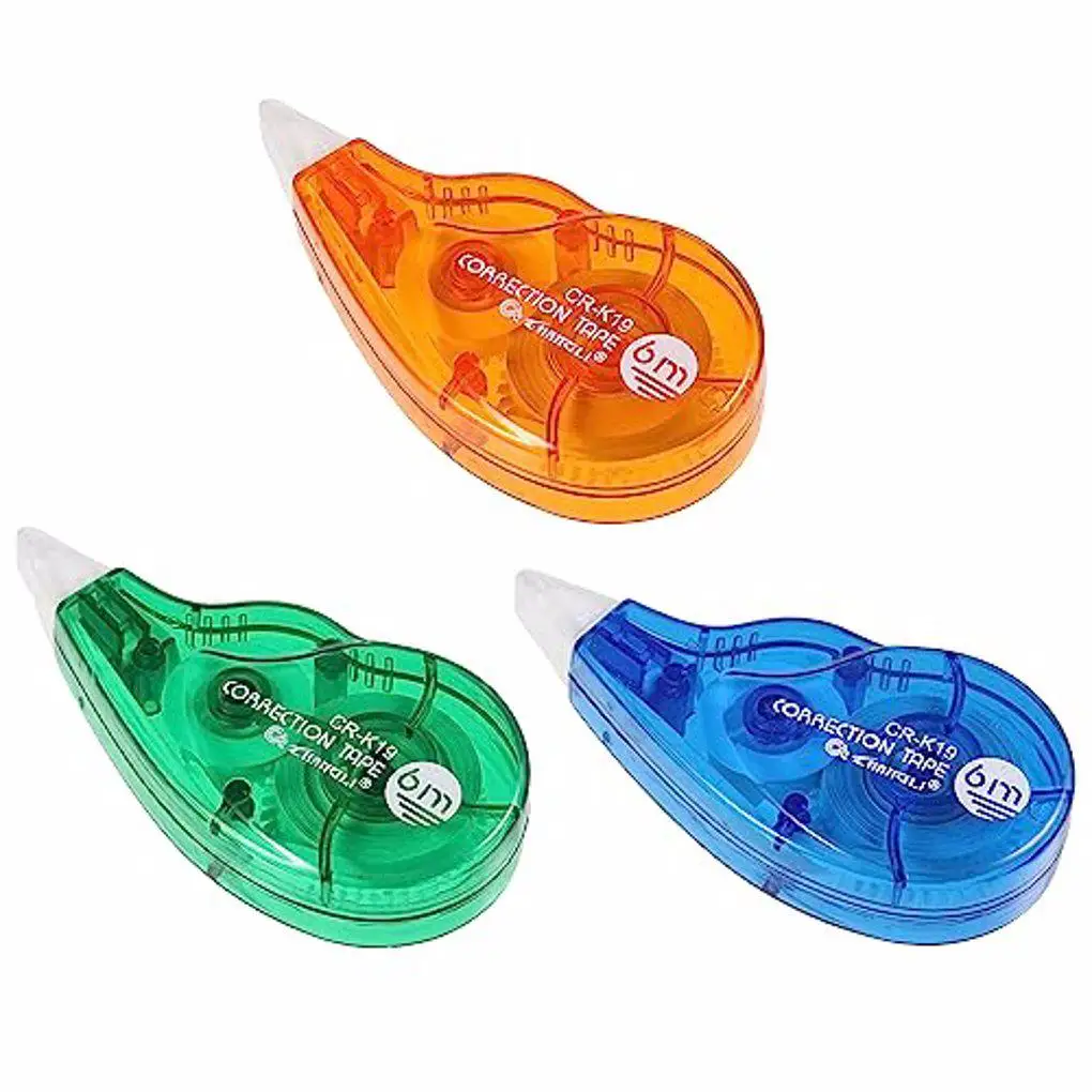 3x White Out Correction Tape With Protection Cap Safe Quick-drying Prevent Stain Non-toxic PVC