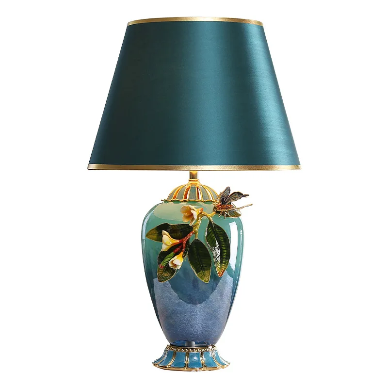 

Enamel bedroom bedside lamp creative Chinese style living room study bedroom decoration modern