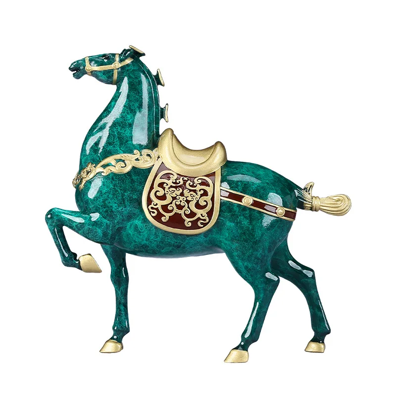 Brass Casting Green Glaze Copper Horse Ornament Home Office Opening Gift Is A Success