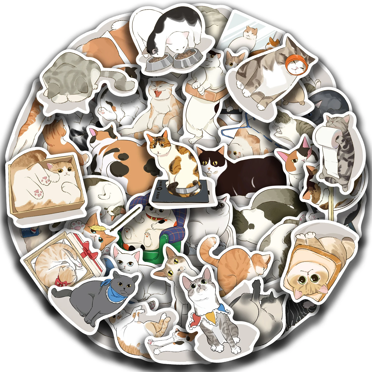 50Pcs Cute Cat Stickers Big Eyes Kitten DIY Animal Stickers Scrapbooking Phone Luggage Skateboard Waterproof Decals