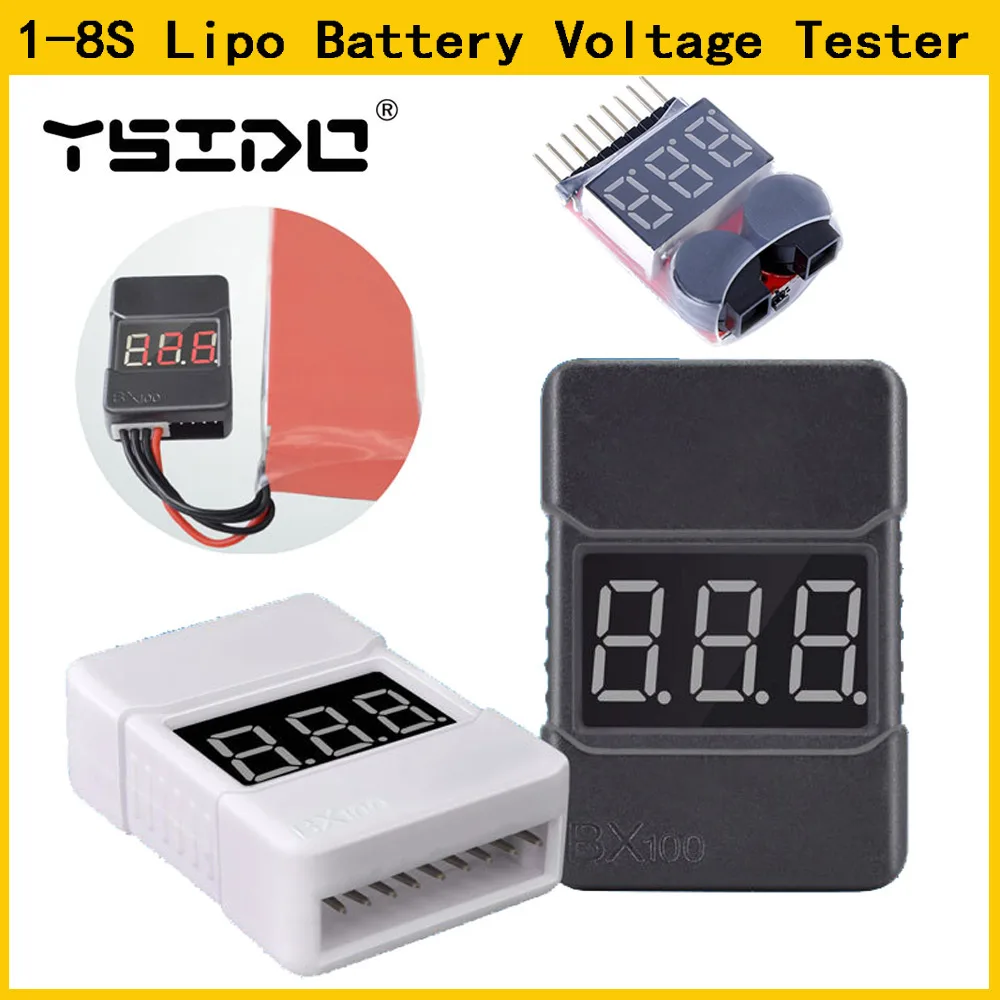 1-8S Lipo Battery Voltage Tester Low Voltage Buzzer Alarm Battery Voltage Checker Dual Speakers for RC Car Drone Boat Airplane