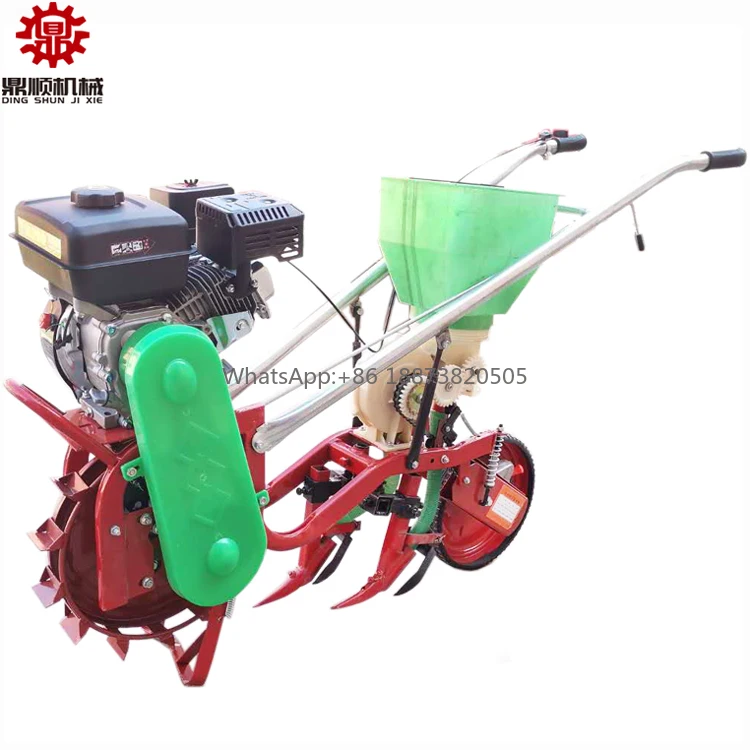 Gasoline engine driven self-propelled corn seeder Integrated weeding  fertilization and sowing machine Chain track trencher