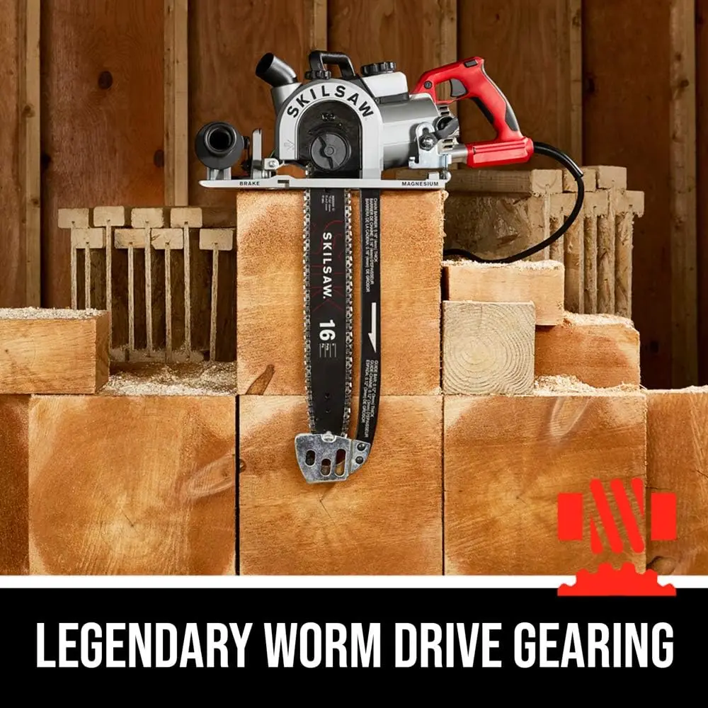 16 In. Worm Drive Carpentry Chainsaw increasing longevity and work efficiency  durability and reduced weight