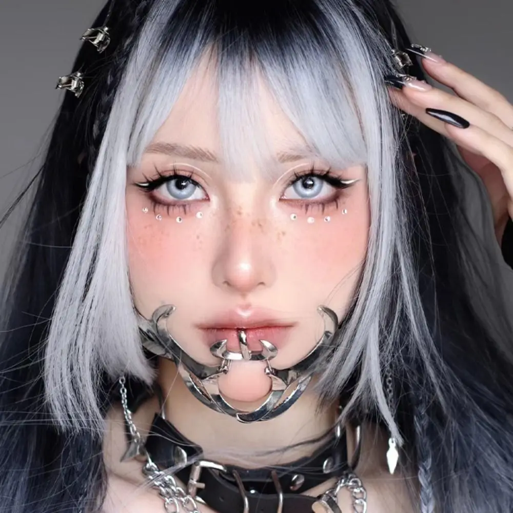 Punk Alien Decent Gothic Mask Mask Cosplay Metal Cosplay Party Masks Nose Mechanical Robot Irregular Metal Face Wearing