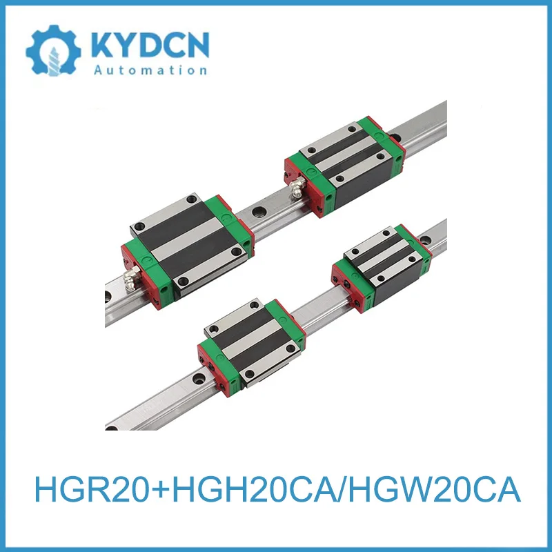 KDYCN HGR20 Linear Guide 200-1450mm 2Pcs + HGH20CA/HGW20CC 4Pcs Flange Type Linear Bearing Block for CNC Router Laser Engraver