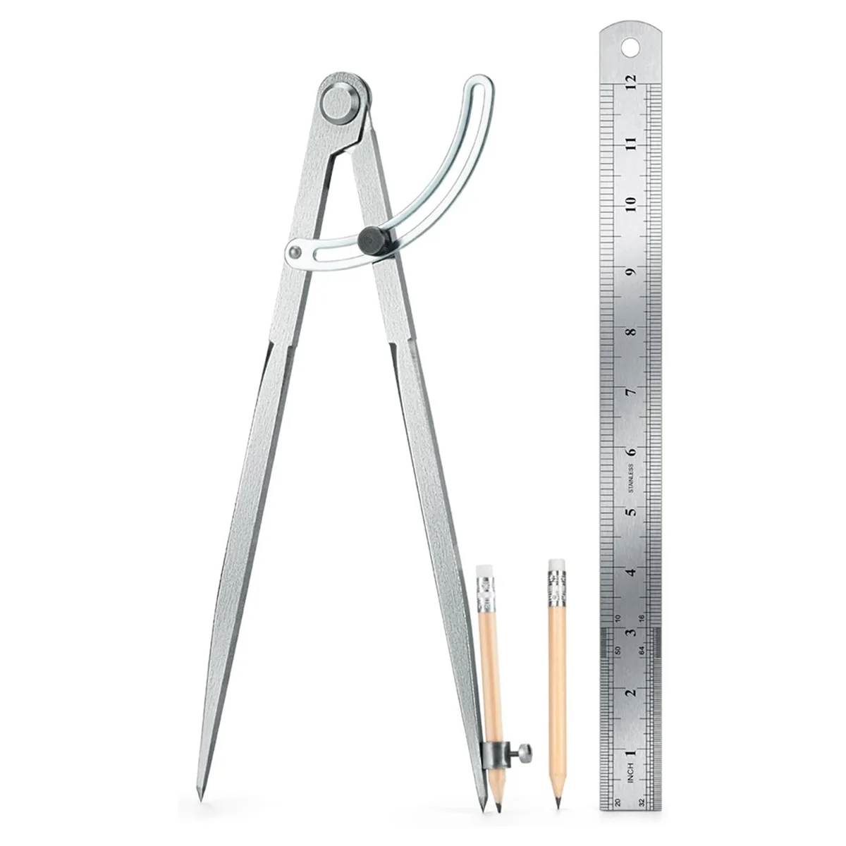 أداة هندسية بوصلة النجارة A002 - بوصلة صياغة قفل احترافية مع حامل قلم رصاص 300 مم