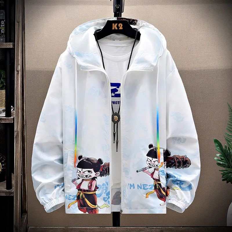 

Summer Ice Silk Jaet Men's Casual Sport Lightweight Breathable Cool Looking Na Zhang Lightweight Windbreaker Polyester Fabric