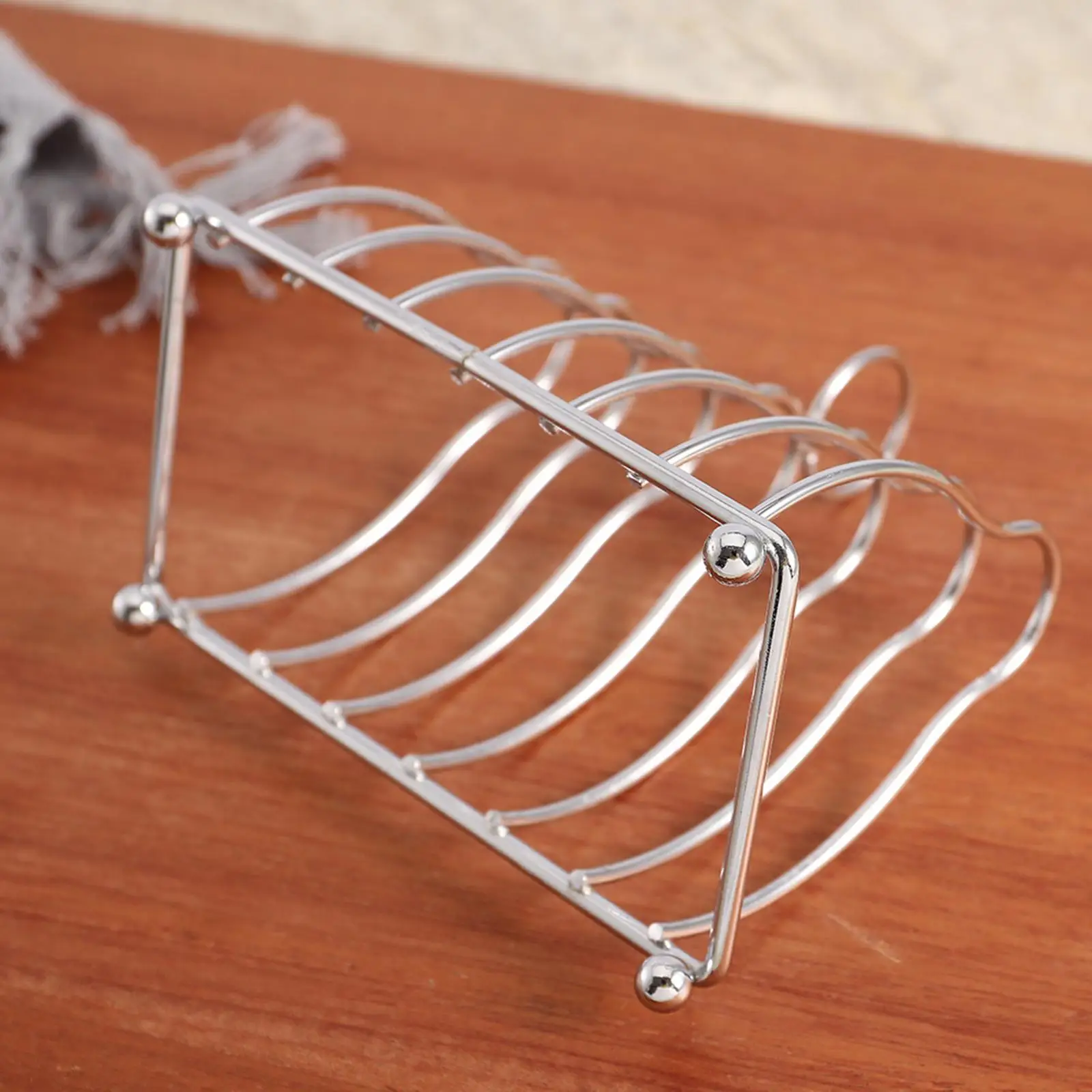 Stainless Steel Toast Rack 6 Slice Slot Countertop Compact Household Loaf Slice Holder Bread Stand for Bakeries Kitchen Cafe