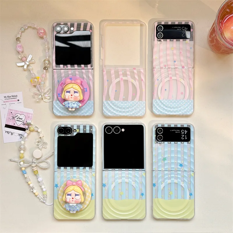 

Tearing Girl Doll Stand Magnetic for Samsung Galaxy Z Flip 7 6 5 4 Protective Back Cover for ZFlip5 ZFlip6 ZFlip7 Case Shell