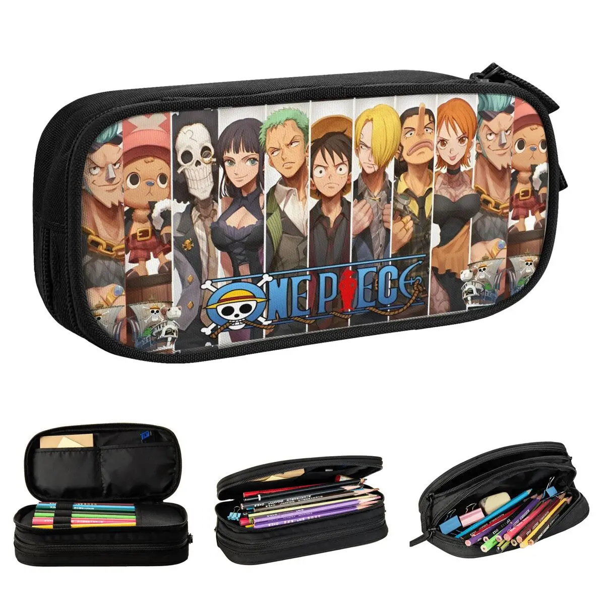 

Cute Luffy One Piece Pencil Case Pencilcases Pen Box for Girls Boys Large Storage Bags School Supplies Gifts Accessories