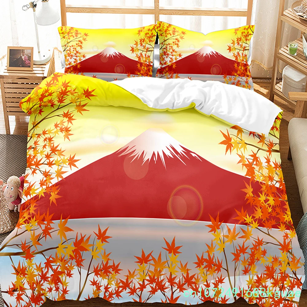 Maple Leaf Duvet Cover Set Microfiber Canada National Flower Bedding Set Twin Queen Autumn Plant Fallen Leaves Comforter Cover