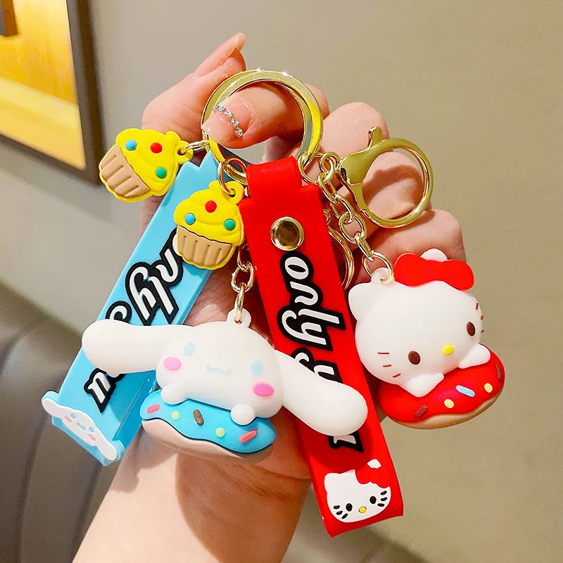 

Sanrio Keychain Kawaii Hello Kitty Anime Cartoon Melody Kuromi Cinnamoroll Toys Cute Pendant Dolls Car Key Ring Girl Gift Kids