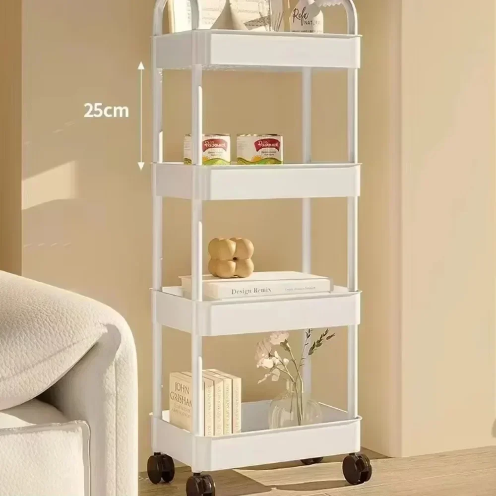 2025 New Trolley Rack Kitchen Floor Bedroom Multi-Layer Baby Snacks Mobile Bathroom Bathroom Storage Storage Rack