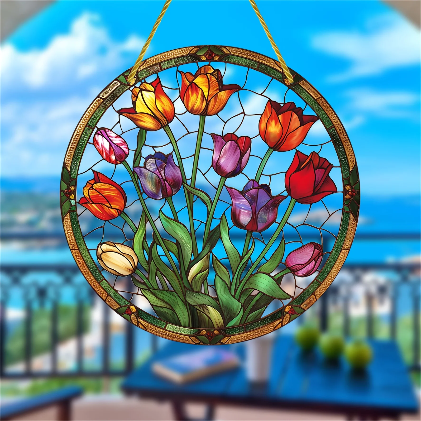 Tulip Suncatcher Stained Window Hanging,Acrylic Sign,Gifts For Women,Festival Decor,Birthday Gifts For Women,Wall,Room Decor