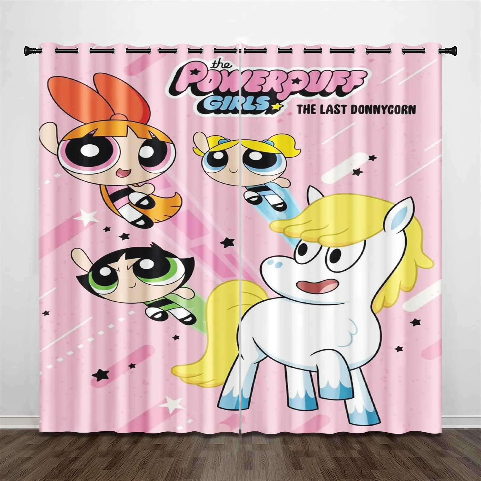 The Powerpuff Girls Dustproof Blackout Drapes  Balcony Screen Living Room Bedroom Curtains For Living Room Home 100% Polyester