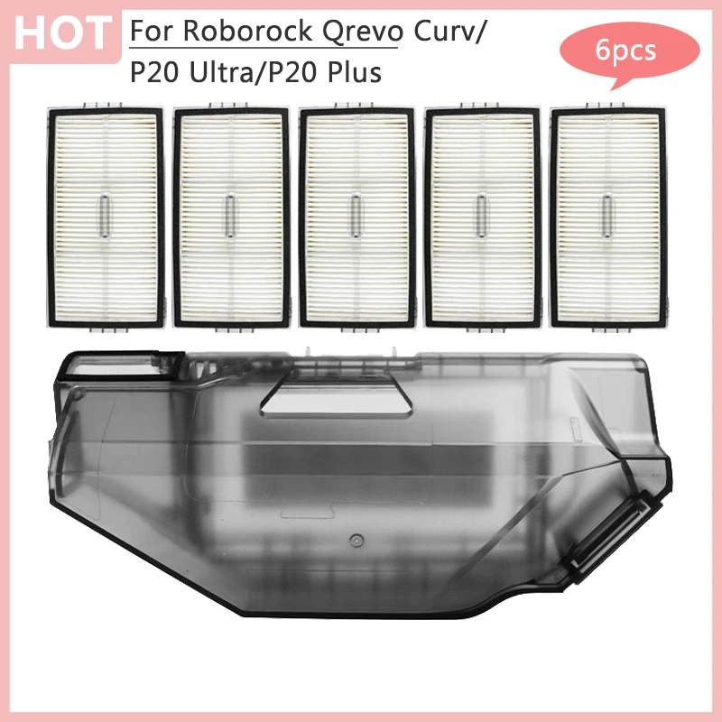 

Для Roborock Qrevo Curv/P20 Ultra/P20 Plus Запасные части для интерьера Пылесборник Hepa Фильтр Аксессуары Робот-пылесос