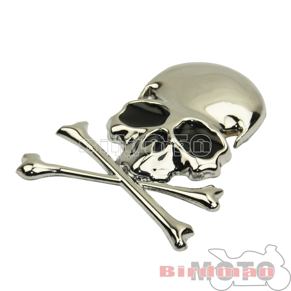 For Harley Chopper Bobber Custom Honda BMW Suzuki 3D Chrome Metal Skull Skeleton Car Trunk Tailgate Emblems Badges Decal Sticker view 6