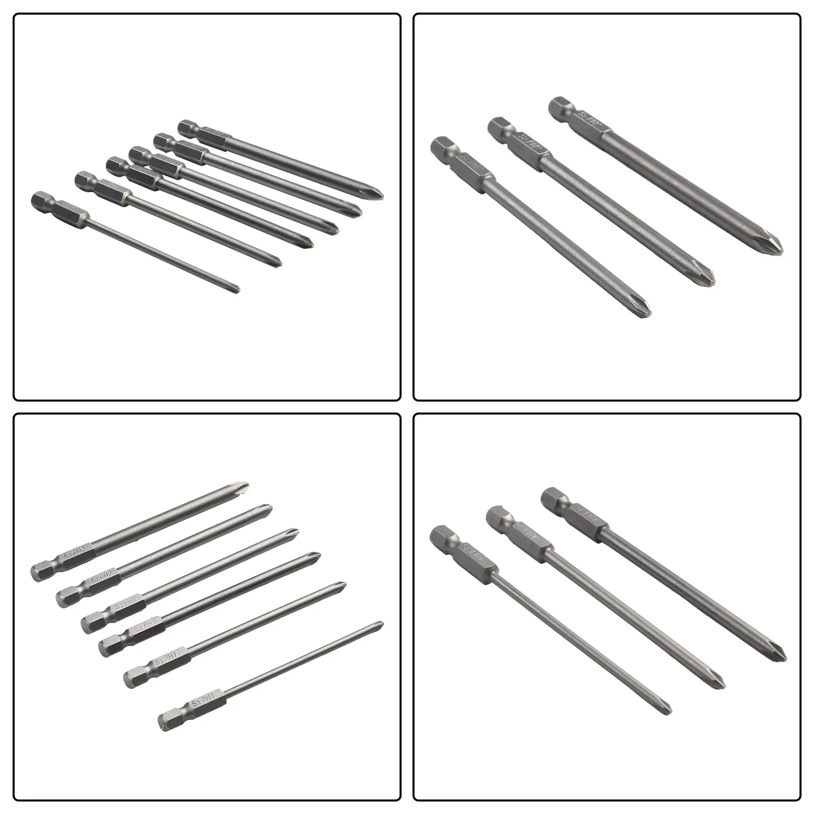 6 pçs conjunto 1/4 haste 100mm de aço longo magnético hex cruz cabeça chave de fenda bit para parafusos domésticos grandes eletrodomésticos