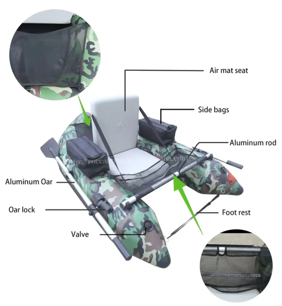 Factory Light Weight Small Boat PVC Material Inflatable Fishing Float Tube Belly Boat For One Person