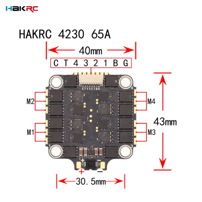 HAKRC 32BIT 65A BLHeli_32 2-8S 4in1 ESC sans balais 30,5 * 30,5 mm pour drone de course RC FPV