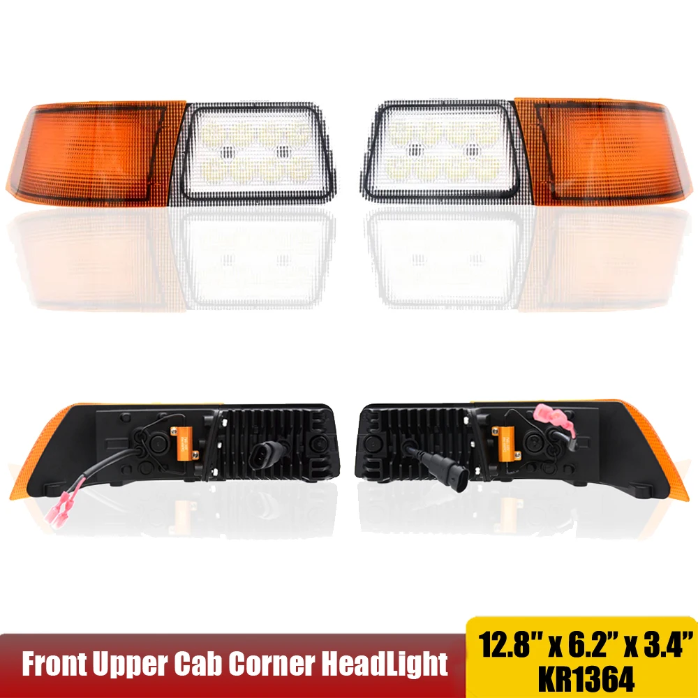 LH & RH Amber/White Cab Light For Case IH Magnum: MX180, MX200, MX210, MX215,MX220, MX230, MX240, MX245, MX255, MX270, MX275+