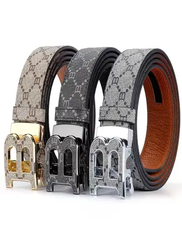 New luxury brand men's belt fashion business alloy needle buckle men's belt B buckle head waist belt for men