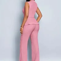 Sleeveless V-neck T-shirt Wide-leg Pants Two-piece Set New Spring And Summer Ladies Elegant Slim Irregular Solid Color Sets - Image 6