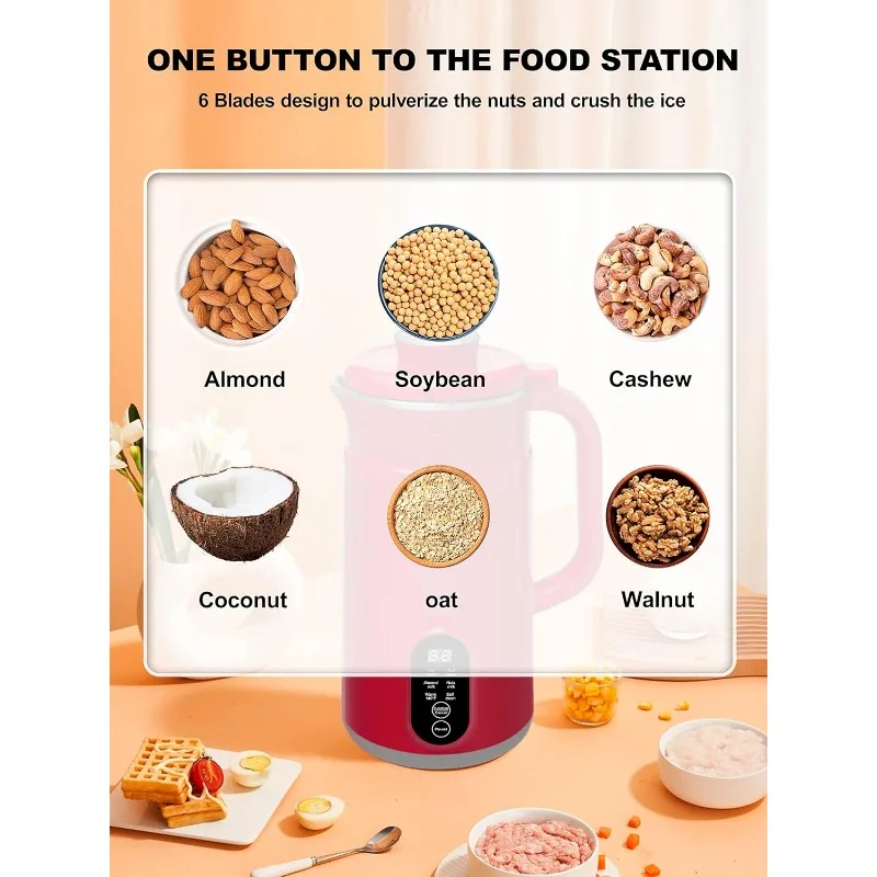 Nut Milk Maker Machine for Homemade, Plant-Based Milk with Auto Clean & Temperature Control Soy Milk Maker, Non-Dairy Beverages