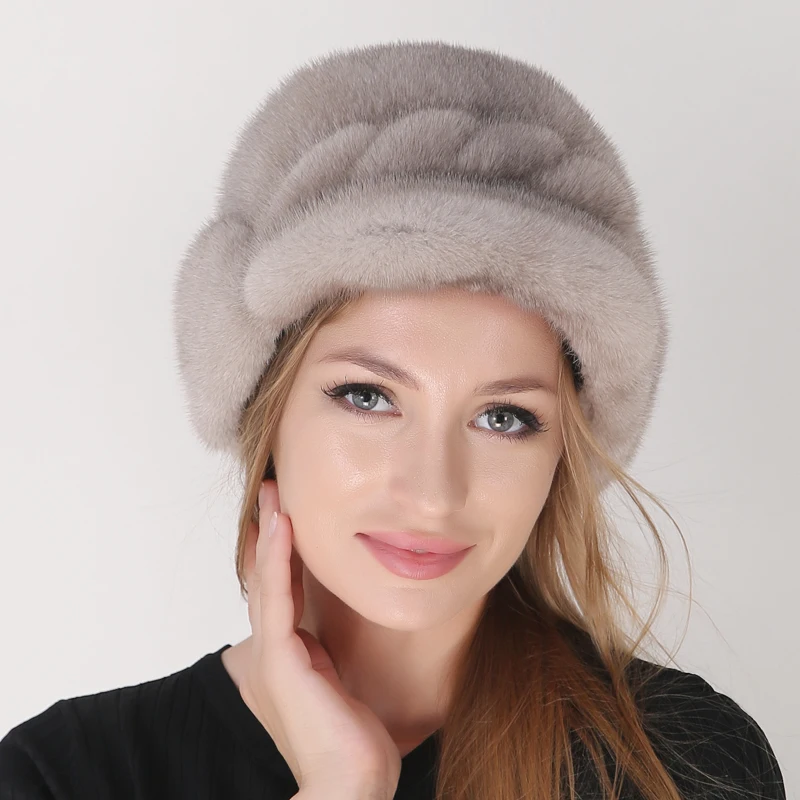 

Fashion Full Pelt Mink Fur Hats Women Hight Quality Russian Hat Elegant Snow Hat Tails Stylish Warm Fur Hats Ushanka For Lady
