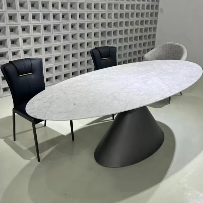 Italian minimalist flying saucer dining table, oval slate dining table