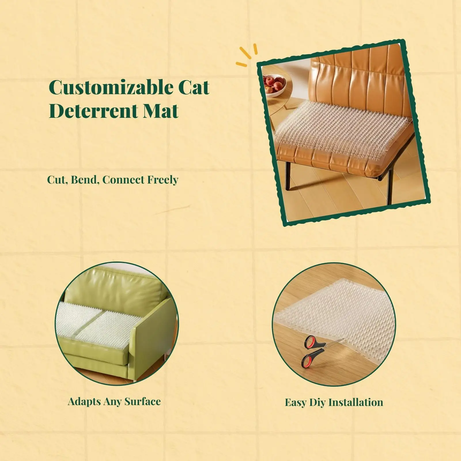 Cat Deterrent Mat Economical PET Plastic Training Pad Home Interior Protector for Couch Bed