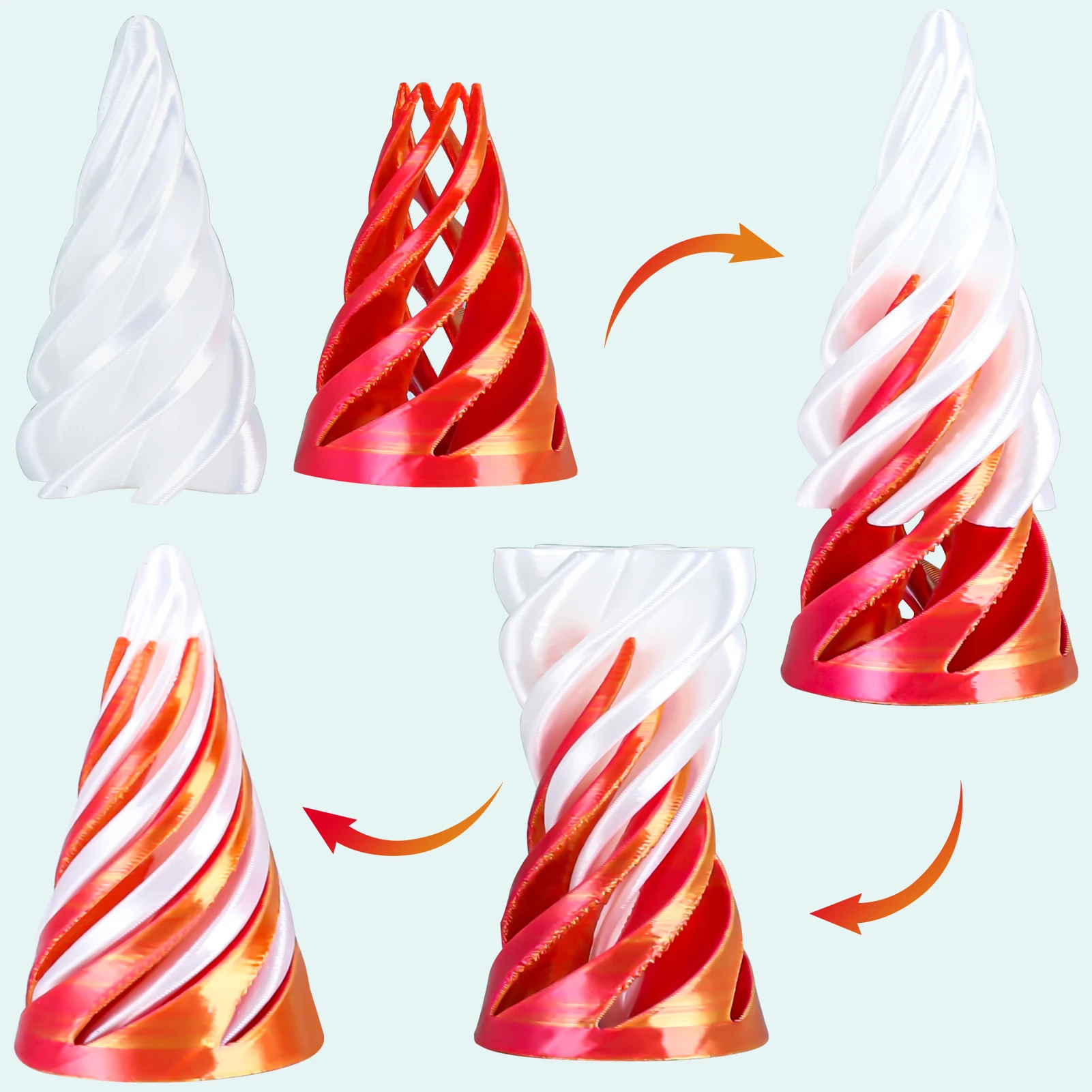 Jouet conique en spirale imprimé en 3D, Mini passe Impossible à travers le pilier carré, Fidget Helix Vortex Illusion, Gadget de bureau anti-Stress