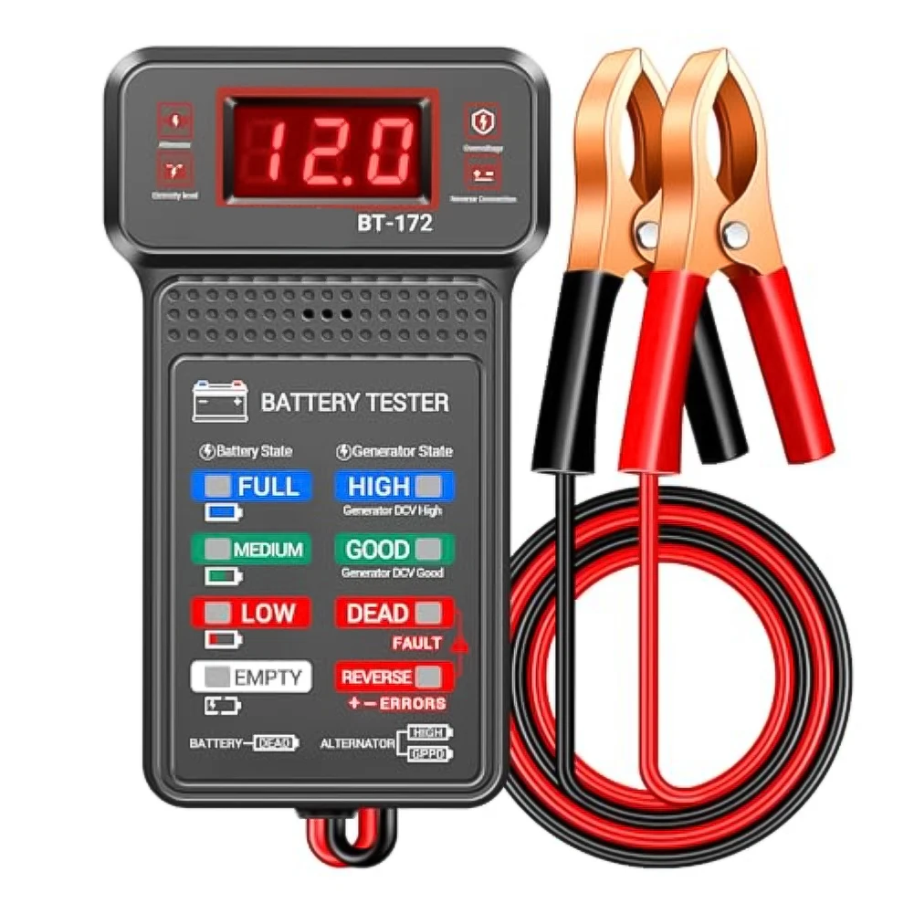 

12V Digital Car Battery Tester Charging Analyzer Voltmeter With LCD Display Car Battery Indicator With Clips