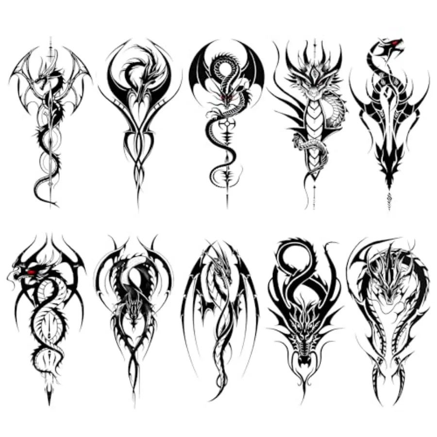 

Temporary Tattoos for Adults, Women and Men 10 Sheets Realistic Dragon Fake Tattoos, Long Lasting Waterproof Tattoo Stickers, T