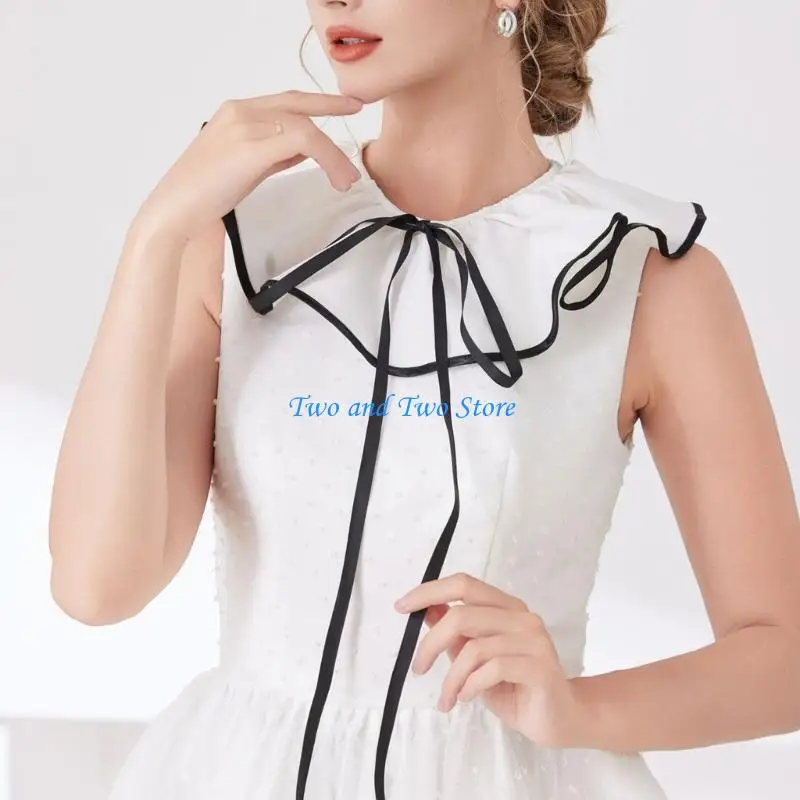 HX6F Comfortable Tied False Collar Scarf Shawl Decorative Collar Neckpiece For Women Daily and Formal Occasion
