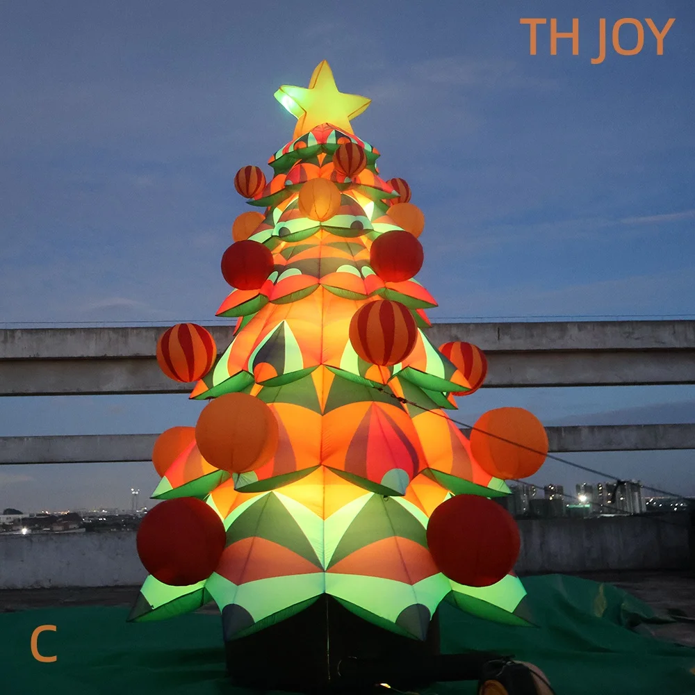 Envío aéreo rápido a puerta, decoraciones festivas, centro comercial, árbol de Navidad inflable con luz LED, globo gigante de árbol X mas