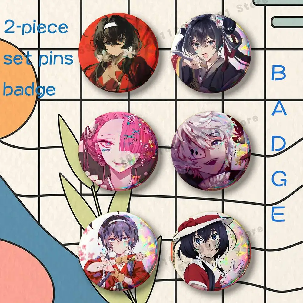 Anime I-Izumi Kyoka Cartoon Brooches for Backpack Accessories 25 32 44 58 75mm Round 2-piece set Free Mix