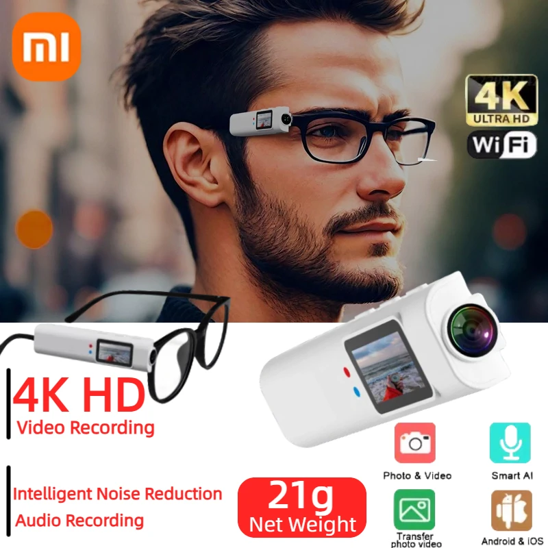 Xiaomi-gafas 4K FPV para grabación de vídeo, cámara HD, WiFi, Control por aplicación, auriculares inteligentes, grabación de sonido para deportes al aire libre